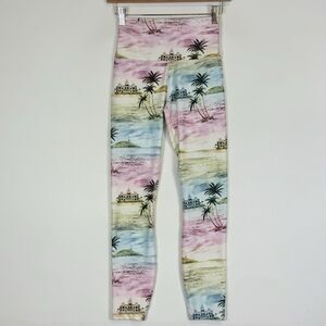 Wildfox Pastel Stripe Tropical Desert Print Athletic Leggings Pants Womens Small